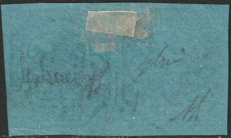 Pontificio 1852 – I Em. 7 bajocchi azzurro coppia orizz. INTERSPAZIO ben marginata Cv 800