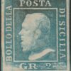Sicilia 1859 – 2 grana II Tav. azzurro nuovo con gomma integra – Sassone N.7