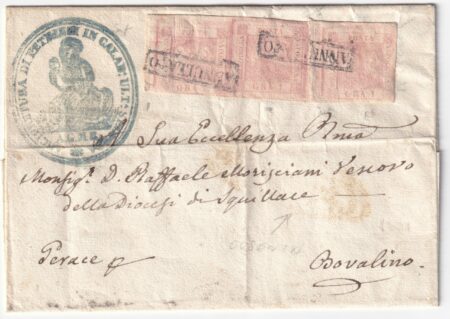 1 gr. I Tav. coppia Disallineata + singolo su sovracoperta da Cosenza x Bovalino rara n.3f+3