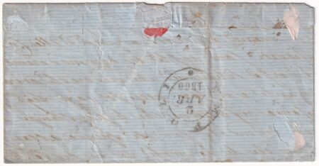 1860 9 Apr 10 c. Sass 19e su lettera da Castelfiorentino a penna Pt.4 x Empoli