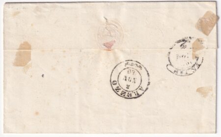 1860 3 Nov 10 c. Sass19e ben marginato su fresca sovracoperta da Rapolano Pt.7 x Arezzo