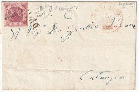 2 gr. I tav. su sovracoperta da Reggio Svolazzo Pt.6 x Catanzaro f.Sorani lusso n.5f