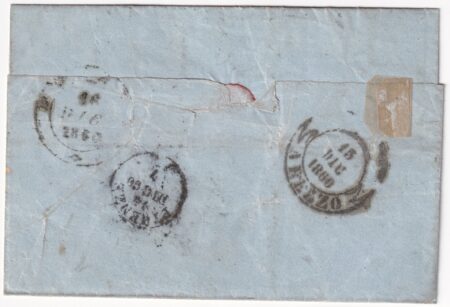 1860 14 Dic 10 c. Sass 19f su sovracoperta da Prato Pt. x Fojano