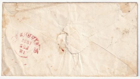 1857 10 Feb 2 cr. Grande Macchia Sass 5f su bustina da Rocca S.Casciano Pt.5 x Firenze 4900