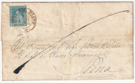 1855 5 Lug 2 cr Sass 5 su sovracoperta da Castel del Piano Pt.5 x Siena