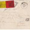 II Em. 40 + 10 c. 8 FILETTI su busta da Roma x Parigi n.17+19 Cert.Fiecchi+f.Sorani rara