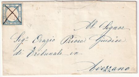 2 gr. Tavola 100 ritocchi annullato a penna senza nominativo x Avezzano f.AD molto rara n.20b