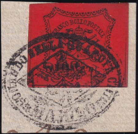 Stato Pontificio 1868 10 c. Sass. 17 Usato con annullo a sigillo di Marino NQ