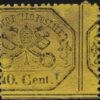 Stato Pontificio 1868 III Em. 40 c. giallo limone con varietà di dentellatura NQ MNH** Raro Certificato Chiav.