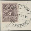 Segnatasse 80 l. violetto bruno usato su frammento f. AD Cv 700