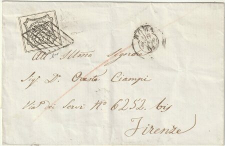 1861 26 Mar 8 b. Sass.9 ben marginato msu sovr. da Roma x Firenze Spl