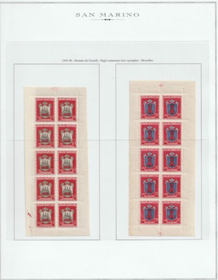Minifogli Stemma Serie Completa Sass 1/5 MNH** Cert.Biondi Spl