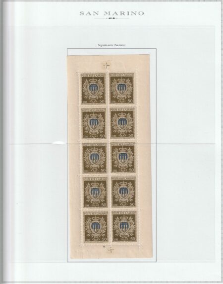 Minifogli Stemma Serie Completa Sass 1/5 MNH** Cert.Biondi Spl