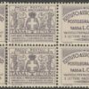 1936 – Postelegrafonici Serie di 3 valori da 50 c. + 1 l. + 1,50 l. in Quartine integre molto rara – Sassone nn.12/13+17