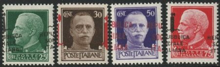 RSI Tir. di Fi Soprast. a cavallo e oblique 4 valori Sass 492/Ih-pm+493/Ih-pm+491pm+494pm MNH** f. Fiecchi Spl Cv 3300