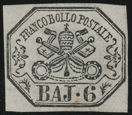 I Em. 6 b. grigio perla carta a macchina ben marginato nuovo con piena gomma raro periziato – Sassone n.7Aa