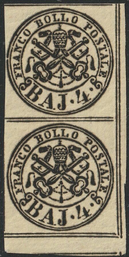 I^ Em. 4 b. giallo chiaro coppia Sass 5Ab MLH* Adf f.Chiavarello