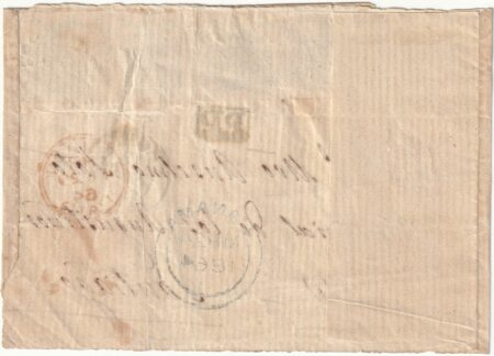 1864 18 Feb 3 b. + 8 b. 2 coppie Sass 4A+9 su frontespizio da Roma x Santiago del Cile, rara destinazione