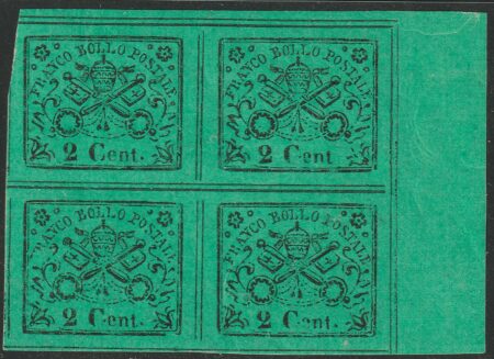 II^ Em. 2 c. Quartina Sass 18a MNH**/MLH* Bdf f.Ray, Chiav Cv 1500