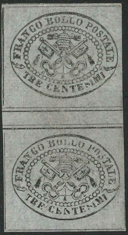 II^ Em. 3 c. Coppia con Interspazio Sass 15 MNH**/MLH* Cert Bottacchi f.AD Luxus Cv 10000