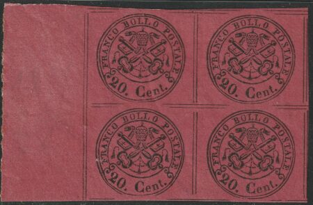II^ Em. 20 c. Quartina Sass 18a MNH**/MLH* Bdf f.AD Cv 4500