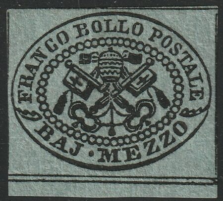 I^ Em. 1/2 b. grigo verdastro Sass 1b MH* Bdf f.Em.D, AD, G.Bolaffi Cv 2400