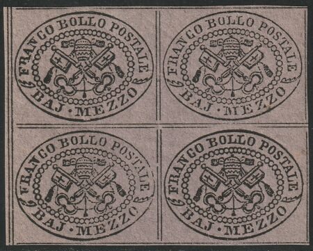 I^ Em. 1/2 b. violetto Quartina Sass 1A MNH** f. Chiavarello Spl