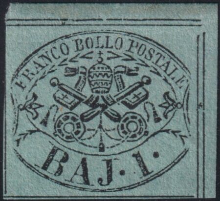 I Em. 1 b. verde scuro II Composizione ben marginato Adf nuovo con gomma periziato – Sassone n.2B