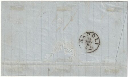Province Napoletane 1861 – 1 gr. coppia ampi margini su sovracorperta da Giovinazzo Pt.3 x Napoli periziata – Sassone n.