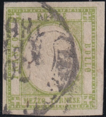 1/2 t. verde grandi margini usato lusso periziato – Sassone n.17