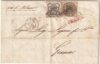 1857 20 Nov 4 b.+ 8 b.Sass 5+9 su lettera da Bologna x Genova PD+ Franca rossi f.AD rara
