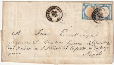 2 gr. Doppia Effige +2 gr. Ovale “rotto” a dx su sovracoperta da Montecorvino Pt.8 x Napoli rara – Sassone n.20 Doppia E