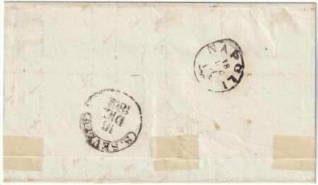 1 gr. coppia grandi margini su lettera da Serracapriola Pt.7xNapoli Chiaja rara lusso pluriperiziata – Sassone n.19