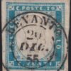 IV^ Em. 20 c. cobalto Sass 15 usato grandi margini annullo Levanto Dic 55 f. Sor.