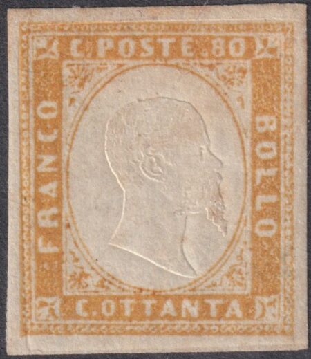 IV Em. 80 c. bistro arancio I Tir. ben marginato lusso Sassone n.17