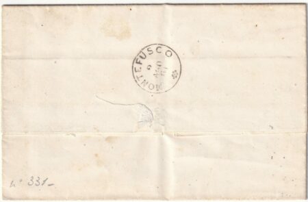 1 gr. nero isolato ampi margini su freschissima lettera da Avellino Pt.6 x Montefusco lusso – Sassone n.19