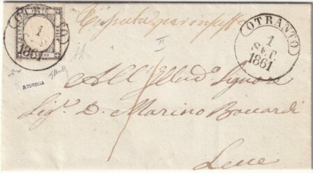 1 gr. isolato ben marginato su sovracorperta da Otranto x Lecce pluriperiziata – Sassone n.19