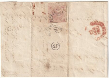 1860 27Ago 2 gr. Sass 7 su lettera da Campobasso Svolazzo x Napoli SF in arrivo Non Catalogato f. AD, rara