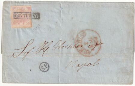 1859 2 Mag 2 gr. Sass 7 su sovr. da Bari x Napoli SF in arrivo Non Catalogato f. AD rara