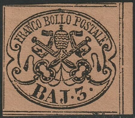 I Em. 3 b. bistro arancio ben marginato Bdf nuovo raro pluriperiziato – Sassone n.4
