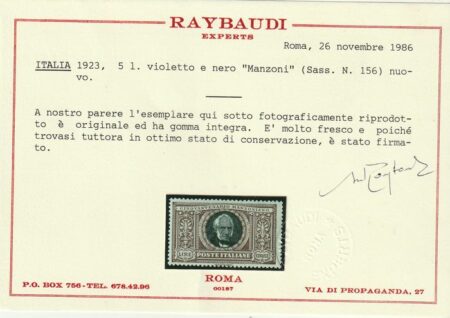Manzoni Serie Completa integra rara lusso Certificato – Sassone S.29