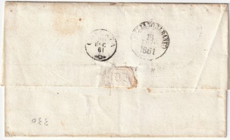 1861 17 Dic 1 gr. + 1 gr. coppia Sass 19c su sovr. da Rossano x Cosenza f. AD, L.Sass., Chiav, Palermo