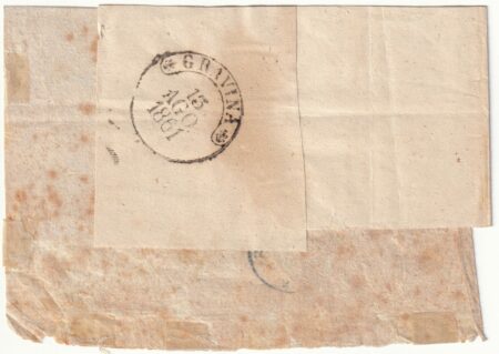 1861 11 Ago 1/2 t. Sass 17a su fascetta giornali da Napoli x Gravina f. Ray, Chiav.