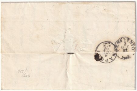 1862 2 Ott Periodo di Tolleranza 2 gr. Ritocco Sass 20 su lettera da Portici Pt.6 x Foiano f. Chiav. Spl rara