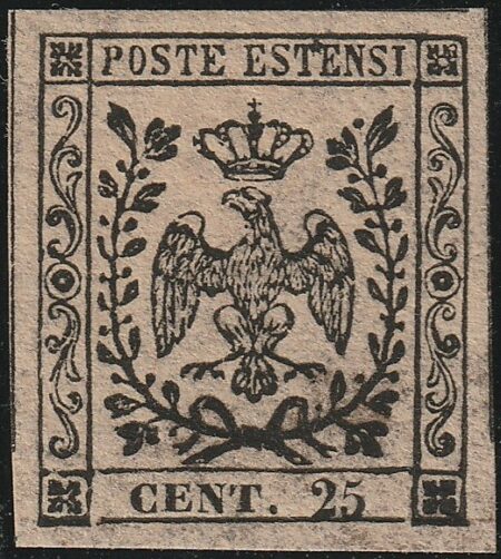 I^ Em. 25 c. camoscio ch. rosaceo Sass 4b MNH** integro Rarità lusso Cv 8000