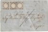 1861 21 Mag 1 gr. coppia + 1 gr. Sass 19a su sovr. da Penne Doppio Svolazzo Pt.R2 x Napoli Insuff. Affr.rosso Rarità