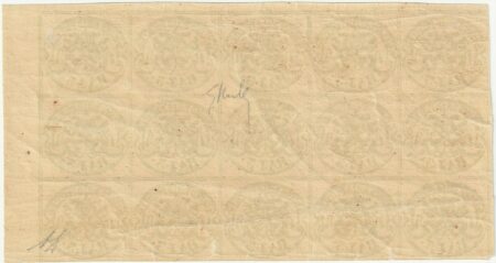 I^ Em. 3 b. giallo cromo Blocco di 15 Adf integro raro pluriperiziato – Sassone n.4A