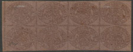 I^ Em. 1/2 b. violetto grigiatro Blocco di 8 Bdf nuovo raro lusso periziato – Sassone n.1A