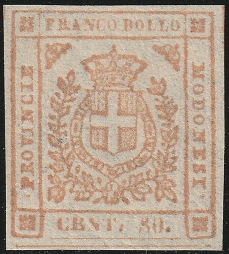 Governo Provvisorio 80 c. Sass 18 MNH** integro Cert. Giulio Bolaffi Lusso