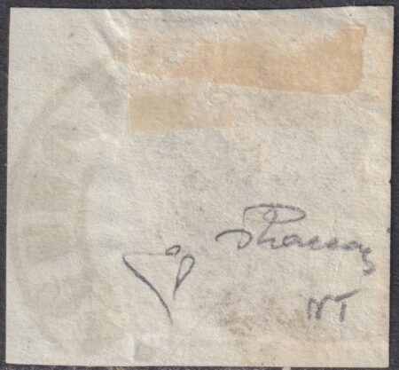 I^ Em. 5 b. Sass 6 usato su frammento annullo toscano a Banderuola di Livrono f.ED, Vaccari Rarità